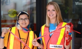 Two students volunteering Two students volunteering